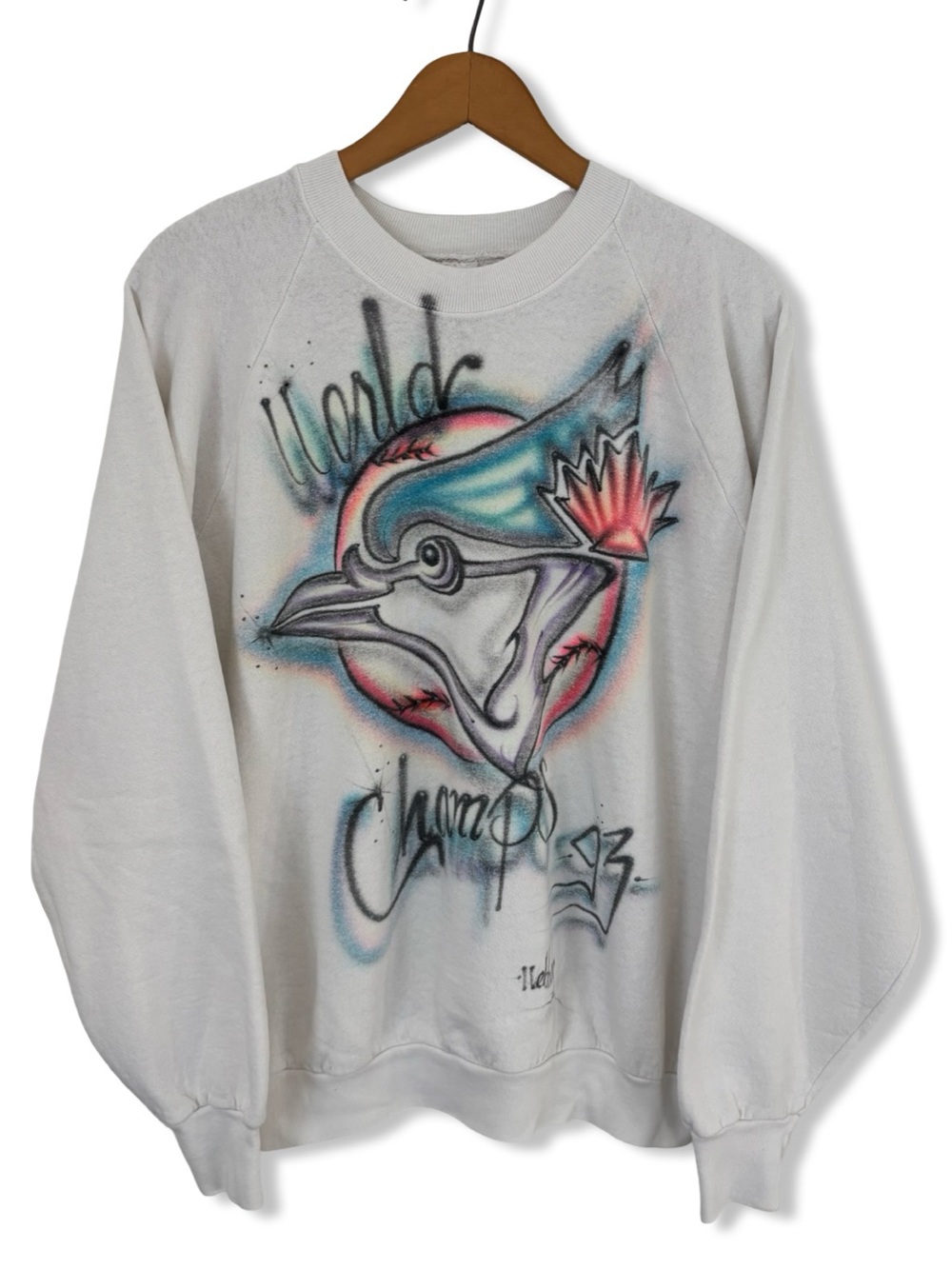 Vintage 1993 1 of 1 Airbrushed Toronto Blue Jays World Series Crewneck Sweatshir